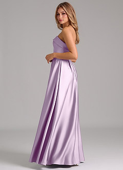 Azazie Lucienne Bridesmaid Dresses Frosted Lilac A-Line Strapless Stretch Satin Convertible Dress image3