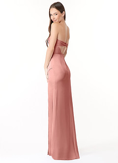 Azazie Leonis Bridesmaid Dresses Rosette Mermaid Pleated Stretch Satin Convertible Dress image7