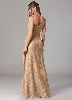 Azazie Ellianna Bridesmaid Dresses Champagne A-Line One Shoulder Floral Burnout Dress image4