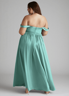 Azazie Morana Final Sale Amethyst A-Line Off the Shoulder Stretch Satin Convertible Dress image14
