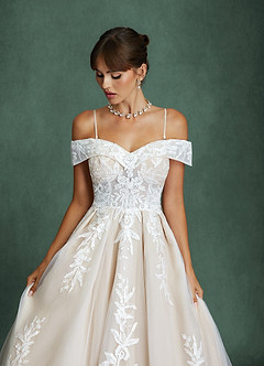 Azazie Becca Robes de mariée Robe Trapèze en Tulle Décolleté en cœur Diamant Blanc Champagne image5