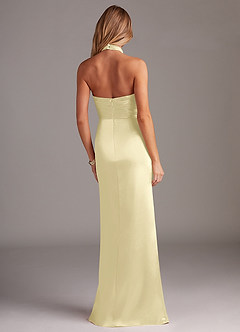 Azazie Jemma Bridesmaid Dresses Lemon Sorbet Sheath Pleated Stretch Satin Dress image6