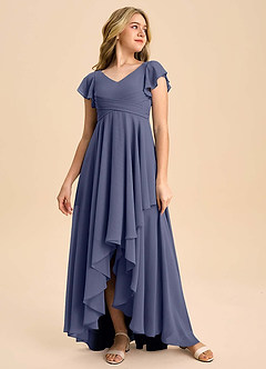 Azazie Caria Junior Stormy A-Line Pleated Chiffon Dress image3