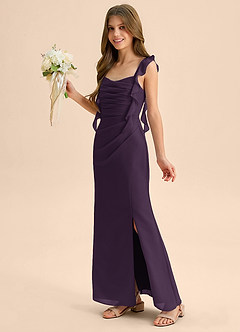 Azazie Jessamine Junior Plum Mermaid Sweetheart Neckline Chiffon Dress image6