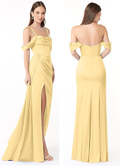 Azazie Amyra Bridesmaid Dresses Butter Mermaid Off the Shoulder Stretch Satin Convertible Dress image8