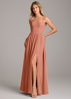 Azazie Rosaline Bridesmaid Dresses MAI TAI A-Line Side Slit Chiffon Dress image3