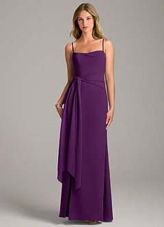 Azazie Tahlia Brautjungfernkleider A-Linie Gürtel/Schärpe Chiffon Kleid Traube image5