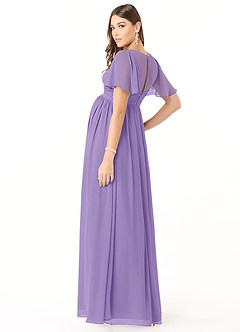 Azazie Verna Maternity Bridesmaid Dresses A-Line V-Neck Ruched Chiffon Floor-Length Dress image4