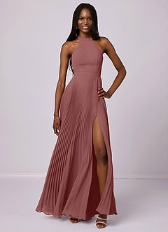 Barbie ♥ Azazie Bridesmaid Dresses Desert Rose A-Line Pleated Chiffon Dress image1