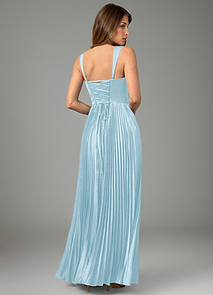 Azazie Avenelle Bridesmaid Dresses Sky Blue A-Line Corset Stretch Satin Dress image2