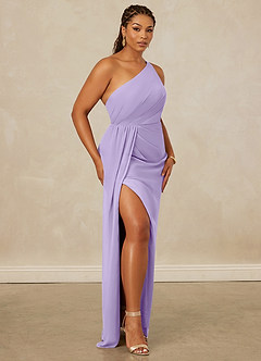 Christian Siriano Bridal for Azazie 1003 Bridesmaid Dresses Lilac Sheath One Shoulder Chiffon Dress image12