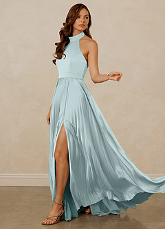 Christian Siriano Bridal for Azazie 1007 Bridesmaid Dresses Mist A-Line Pleated Stretch Satin Dress image5