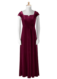Azazie Gabi Junior Cabernet A-Line Velvet Dress image8