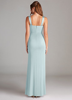 Azazie Denice Robes de demoiselle d'honneur Robe Fourreau en Satin extensible Plissée Brume image2