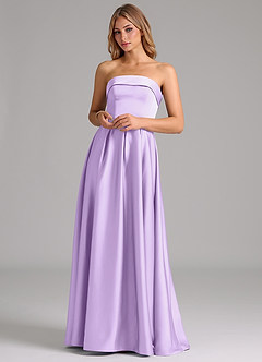 Azazie Lucienne Bridesmaid Dresses Lilac A-Line Strapless Stretch Satin Convertible Dress image4