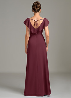 Azazie Kimmy Bridesmaid Dresses Cabernet A-Line Ruched Chiffon Dress image4