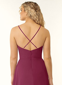 Azazie Naeem Bridesmaid Dresses Mulberry A-Line V-Neck Ruffle Chiffon Dress image6