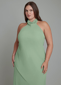 Azazie Velli Bridesmaid Dresses Matcha Mermaid High Neck Chiffon Dress image9