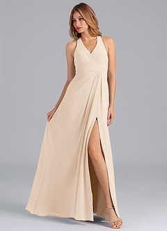Azazie Dorota Bridesmaid Dresses White Alabaster A-Line Pleated Chiffon Dress image4