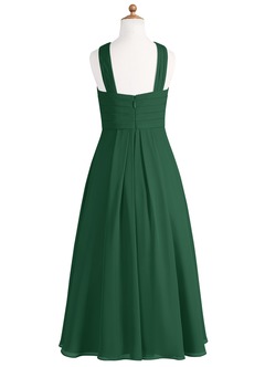 Azazie Kaleigh Junior Dark Green A-Line Pleated Chiffon Dress image7