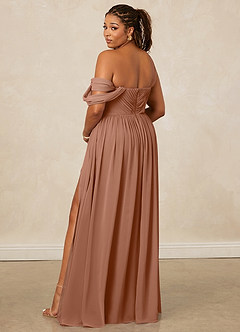 Christian Siriano Bridal for Azazie 1014 Bridesmaid Dresses Bronzer A-Line Off the Shoulder Chiffon Dress image11