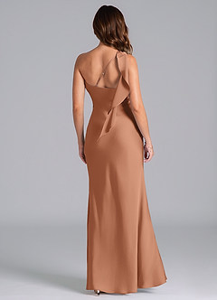 Azazie Driea Brudtärnklänningar Klä av Sjöjungfru i Stretch Satin Ena axeln Bronzer image2