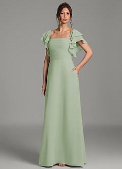 Azazie Dacia Bridesmaid Dresses Dusty Sage A-Line Ruched Chiffon Dress image6