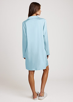 front Robes satijnen jurk met mouwen en kraag