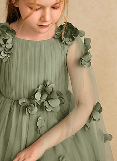 Azazie Staria Abiti da Ragazza di Fiori Abito Principessa in Tulle Increspato Pistacchio image10