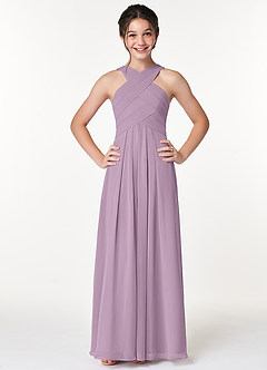 Azazie Kaleigh Junior Wisteria A-Line Pleated Chiffon Dress image1