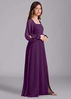 Azazie Bondi Junior Vestido de Uva de Gasa de Corte en A con Blusón image4