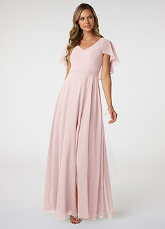 Azazie Jamie Final Sale Blushing Pink A-Line Chiffon Dress image1