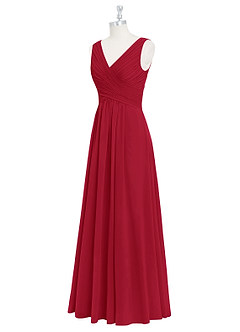Azazie Flora Bridesmaid Dresses Scarlet A-Line Pleated Chiffon Dress image9