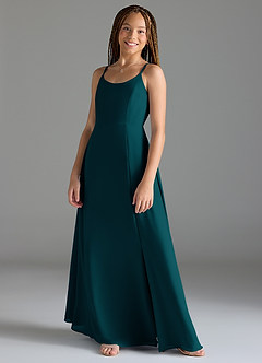 Azazie Moira Junior Pine A-Line with Pockets Chiffon Dress image3