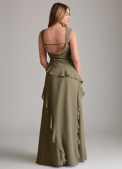 Azazie Sloane Vestidos de damas de honor Vestido de Verde Sauce de Gasa de Corte en A con Escote de Corazón image2