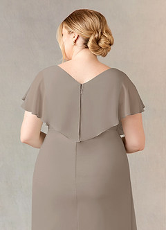 Azazie Julia Abiti per la Madre della Sposa Abito Tubino in Chiffon con Scollo a V a Pieghe Taupe image14