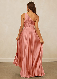 Christian Siriano Bridal for Azazie 1008 Bridesmaid Dresses Coral A-Line One Shoulder Stretch Satin Dress image7