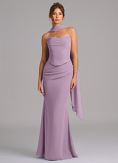 Azazie Sorrel Bridesmaid Dresses Wisteria Mermaid Corset Chiffon Dress image4