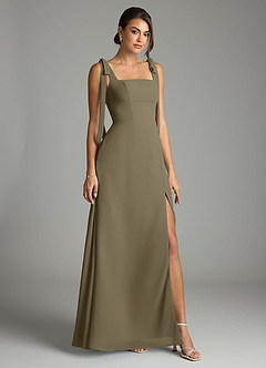 Azazie Debra Bridesmaid Dresses Willow Green A-Line with Pockets Chiffon Convertible Dress image1