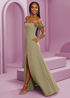 Barbie ♥ Azazie Bridesmaid Dresses Moss Green A-Line Off the Shoulder Chiffon Convertible Dress image6