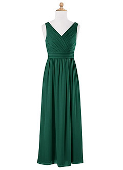 Azazie Kora Junior Emerald A-Line Pleated Chiffon Dress image5