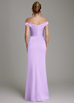 Azazie Teyana Bridesmaid Dresses Lilac Sheath Off the Shoulder Stretch Satin Dress image7