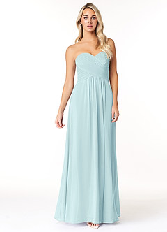 Azazie Yazmin Bridesmaid Dresses Sea Glass A-Line Sweetheart Neckline Chiffon Convertible Dress image4