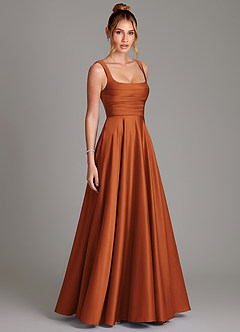 Azazie Azaria Bridesmaid Dresses Cinnamon A-Line Corset Stretch Satin Dress image4