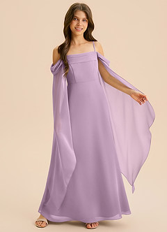 Azazie Moana Junior Linia A Pofałdowany Szyfon Długość podłogi Młodsza druhna Sukienka image6