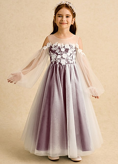 Azazie Zimi Flower Girl Dresses Cabernet Ball-Gown Sweetheart Neckline Tulle Dress image2