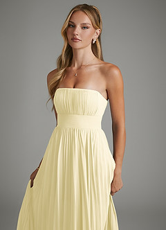 Azazie Ari Abiti da Damigella Abito A-Line in Chiffon Senza Spalline Sorbetto Al Limone image7