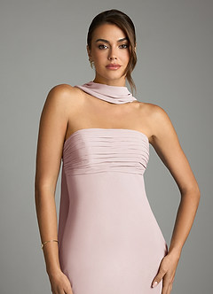 Azazie Saylor Brudtärnklänningar Klä av Sjöjungfru i Chiffong Axelbandslös Rodnande Rosa image6