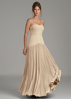Azazie Yuliana Bridesmaid Dresses Champagne A-Line Strapless Chiffon Dress image3