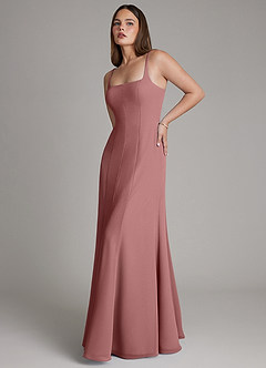 Azazie Nyla Bridesmaid Dresses Desert Rose A-Line Square Neckline Chiffon Dress image4